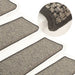 Selvklebende trappematter sisal 15 stk 65x21x4 cm grå og beige
