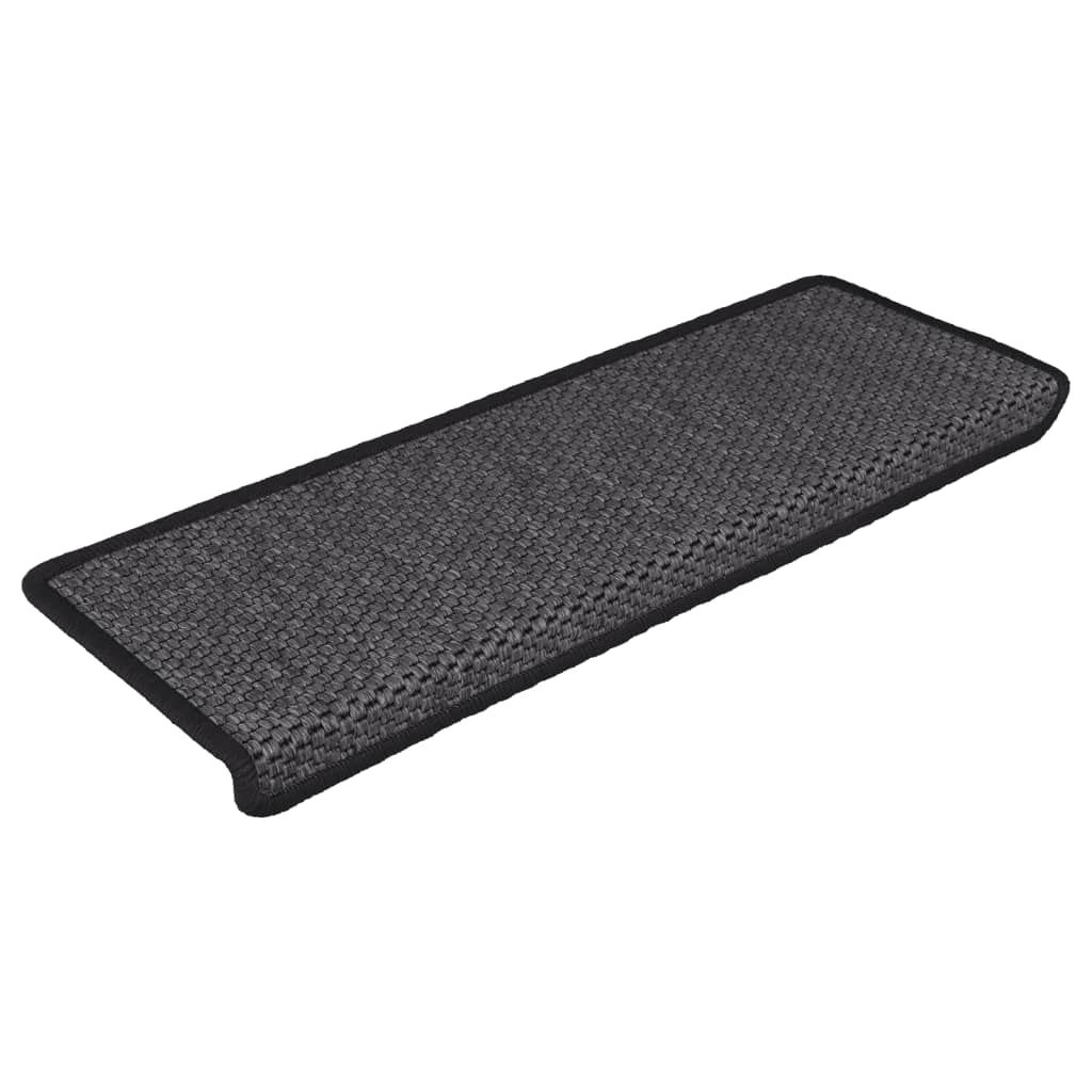 Selvklebende trappematter sisal 15 stk 65x21x4 cm antrasitt