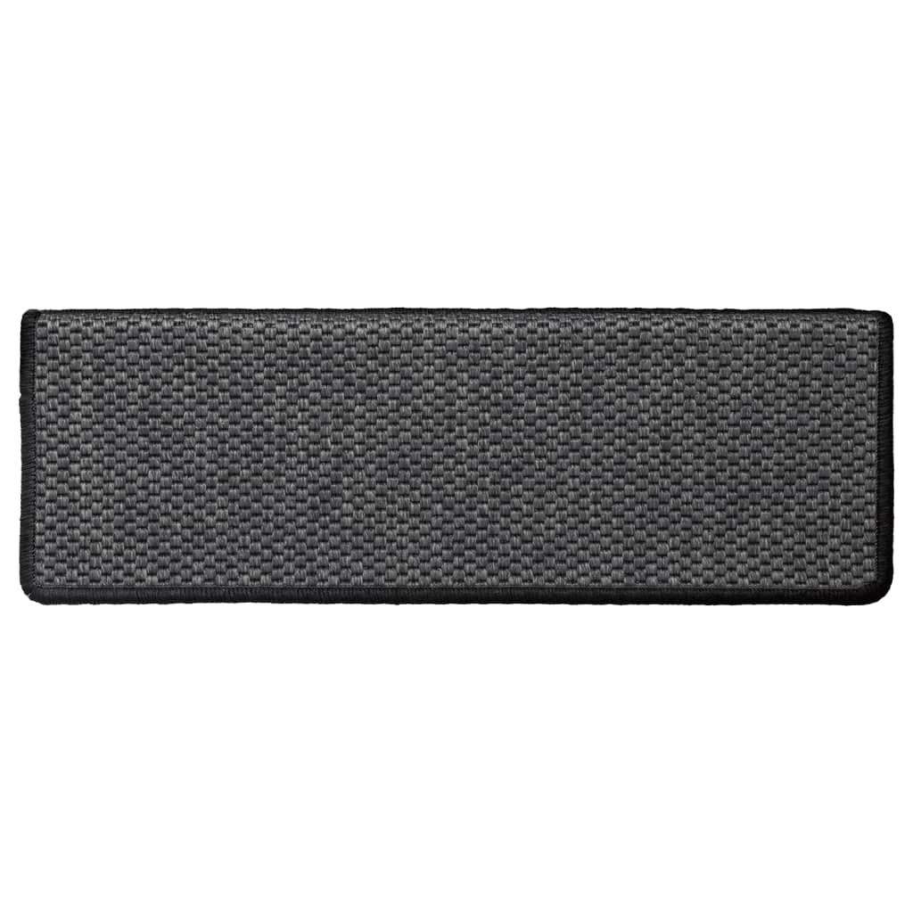 Selvklebende trappematter sisal 15 stk 65x21x4 cm antrasitt
