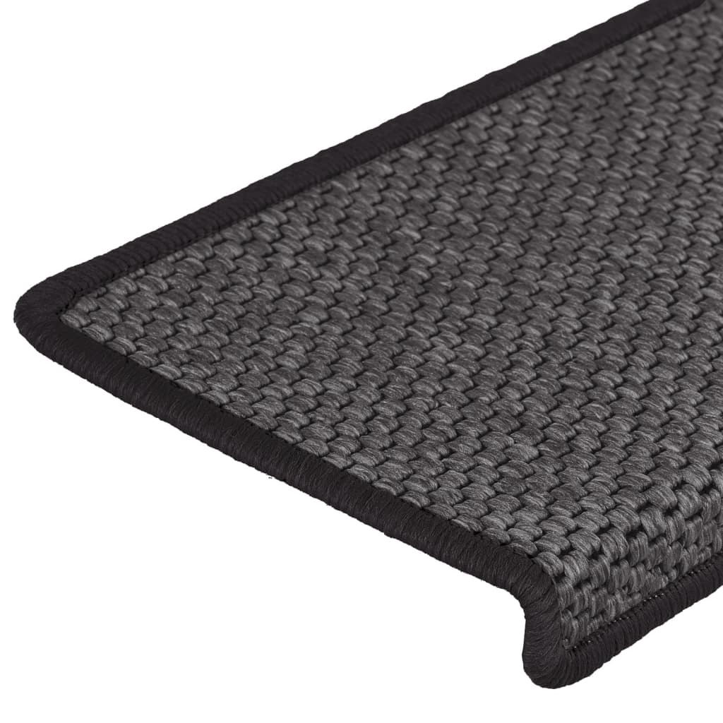 Selvklebende trappematter sisal 15 stk 65x21x4 cm antrasitt