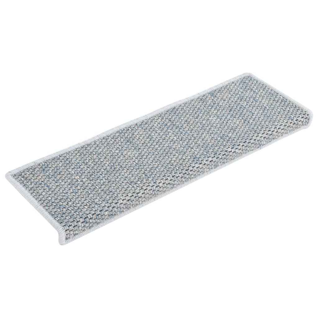 Selvklebende trappematter sisal-utseende 15 stk 65x21x4 cm blå