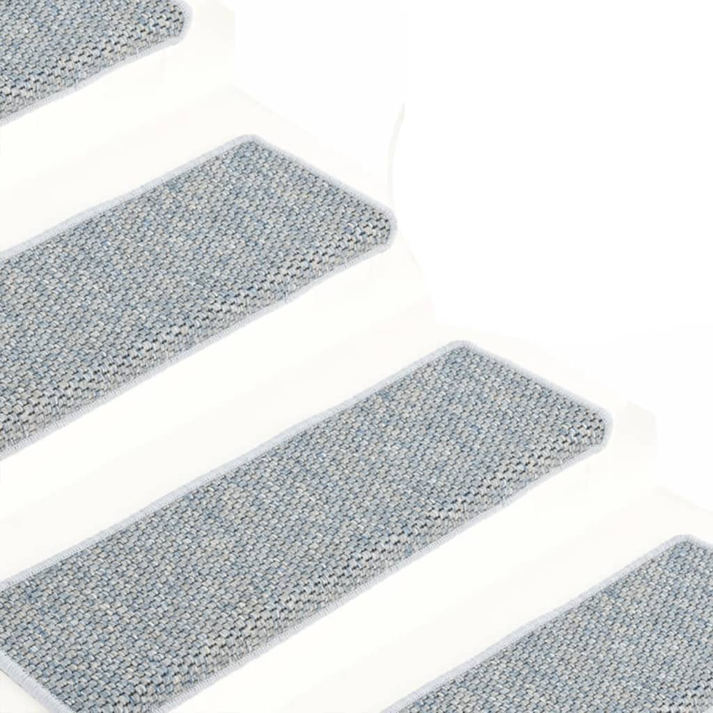 Selvklebende trappematter sisal-utseende 15 stk 65x21x4 cm blå
