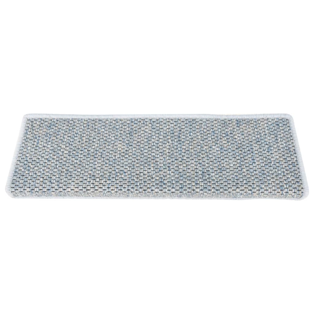 Selvklebende trappematter sisal-utseende 15 stk 65x21x4 cm blå
