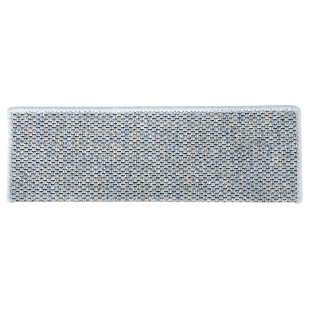 Selvklebende trappematter sisal-utseende 15 stk 65x21x4 cm blå