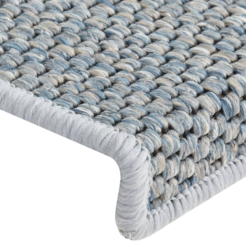 Selvklebende trappematter sisal-utseende 15 stk 65x21x4 cm blå