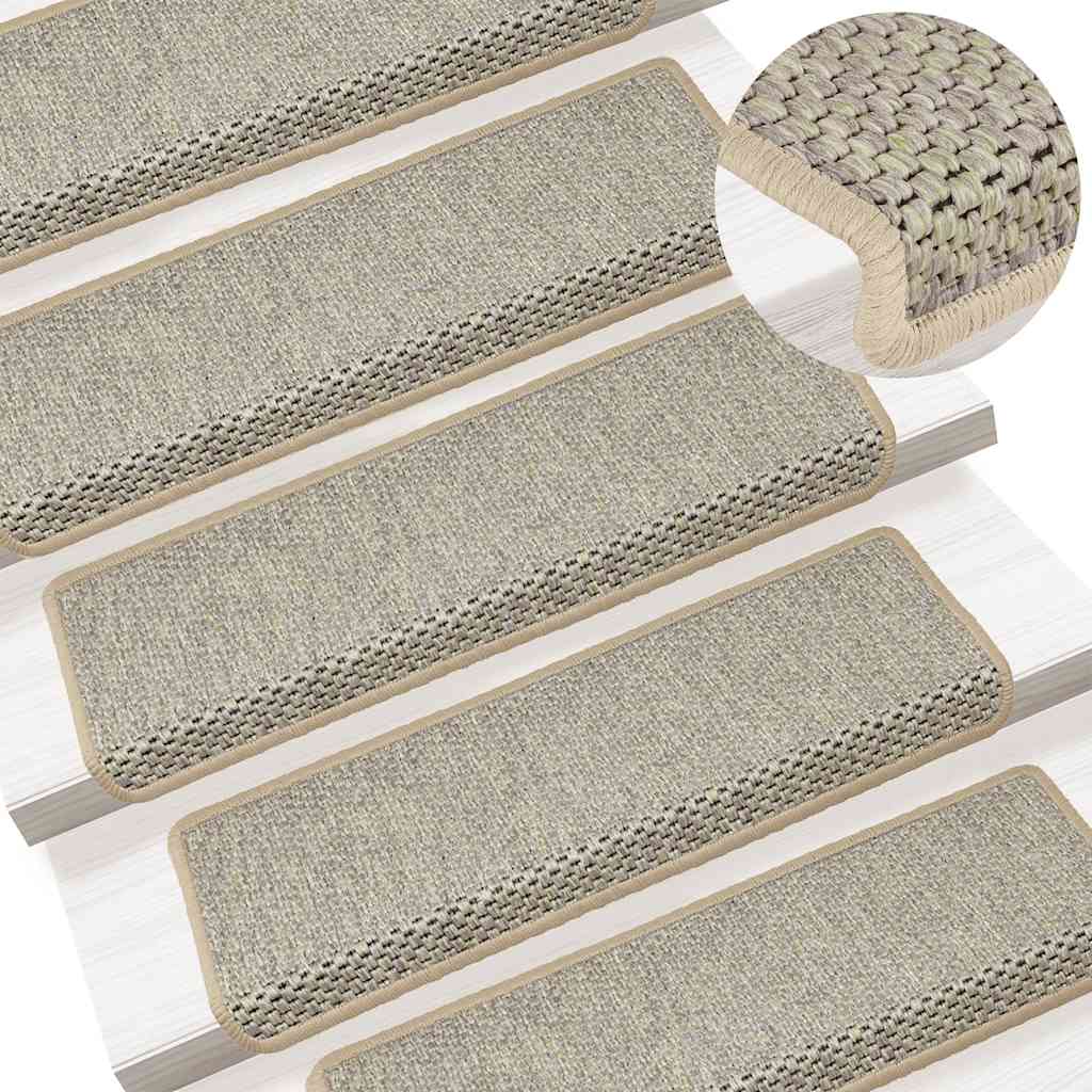 Selvklebende trappematter sisal 15 stk 65x21x4 cm grønn