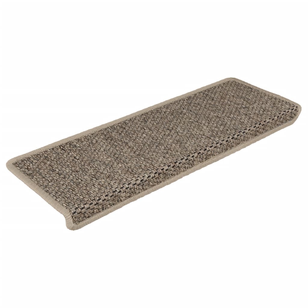Selvklebende trappematter sisal 15 stk 65x21x4 cm mørk beige