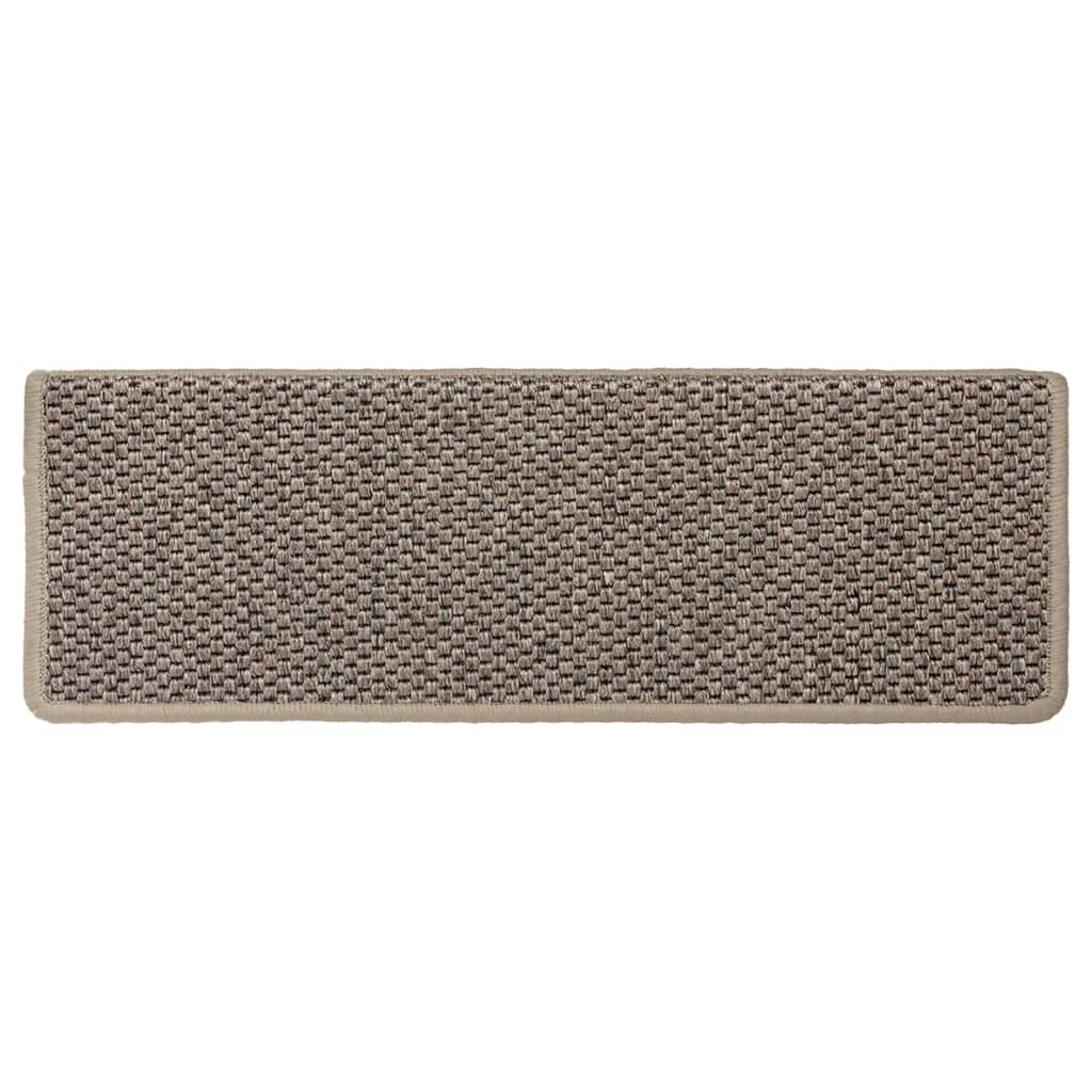 Selvklebende trappematter sisal 15 stk 65x21x4 cm mørk beige