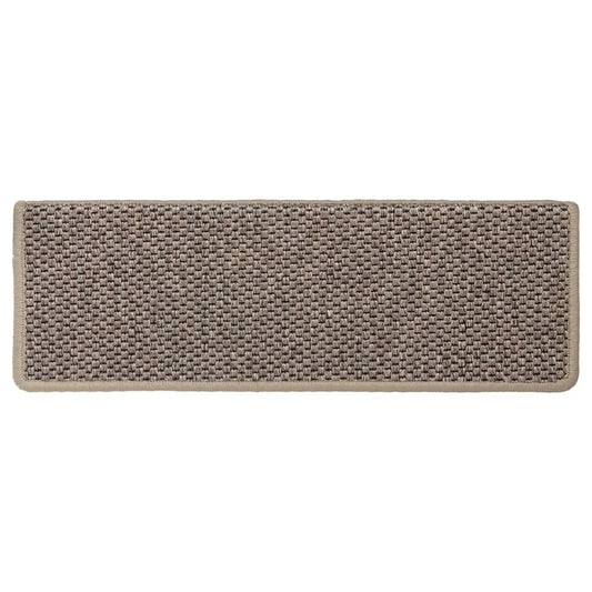 Selvklebende trappematter sisal 15 stk 65x21x4 cm mørk beige