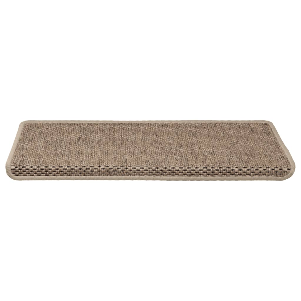 Selvklebende trappematter sisal-utseende 15 stk 65x21x4 cm sand