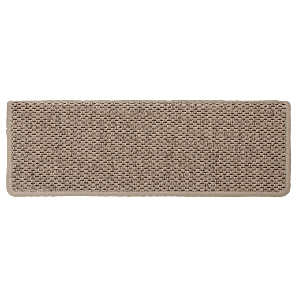 Selvklebende trappematter sisal-utseende 15 stk 65x21x4 cm sand