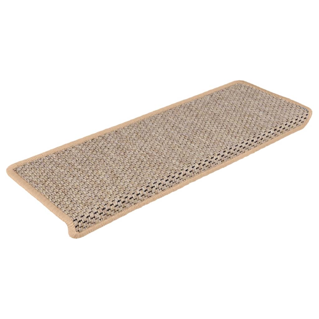 Selvklebende trappematter sisal-utseende 15 stk 65x21x4cm beige