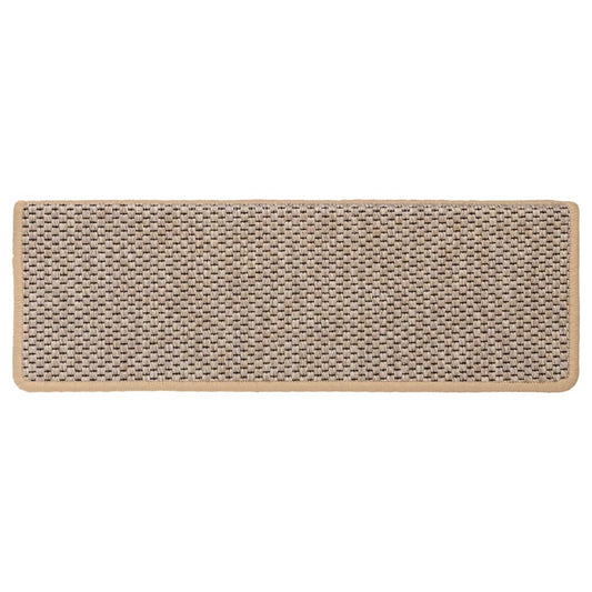 Selvklebende trappematter sisal-utseende 15 stk 65x21x4cm beige