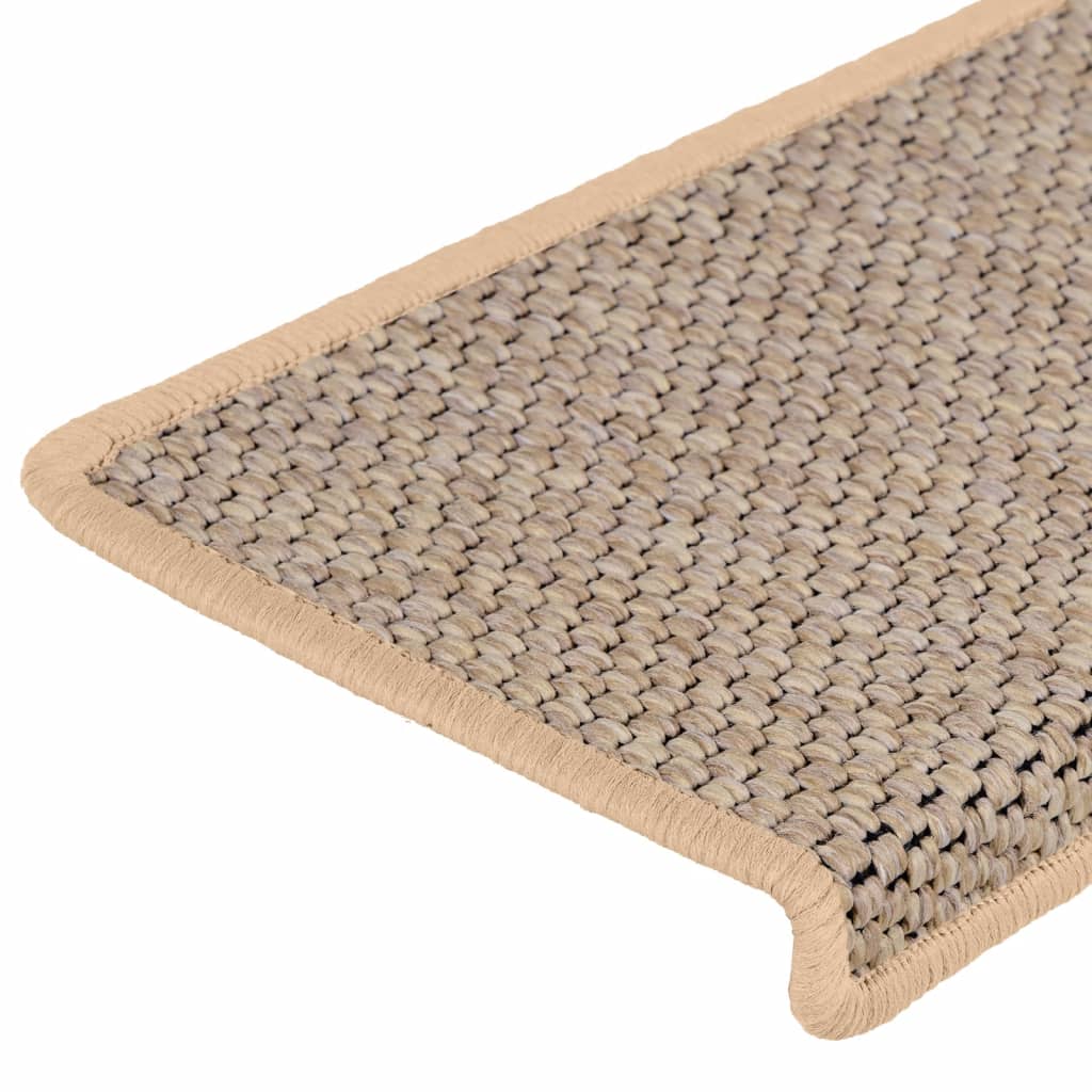 Selvklebende trappematter sisal-utseende 15 stk 65x21x4cm beige