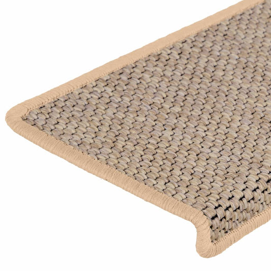 Selvklebende trappematter sisal-utseende 15 stk 65x21x4cm beige