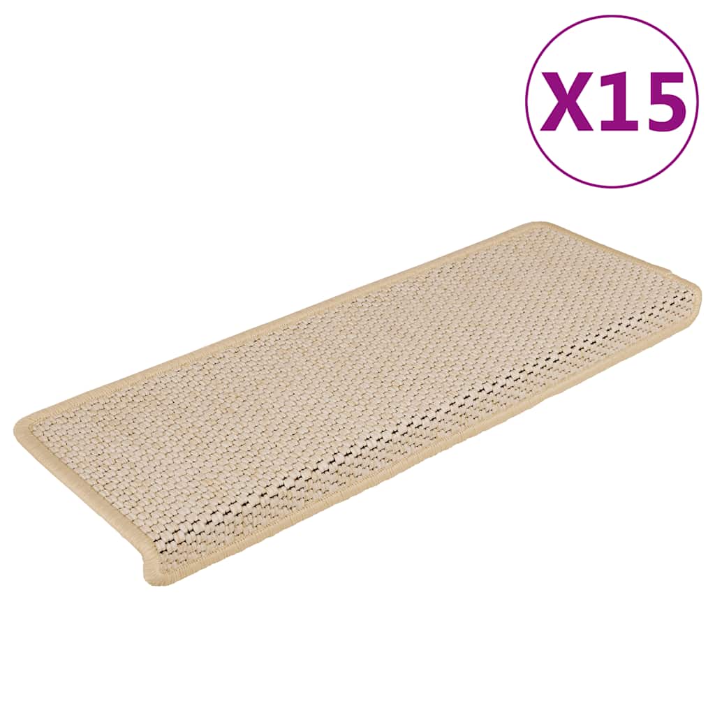 Selvklebende trappematter sisal-utseende 15stk 65x21x4 cm Berber
