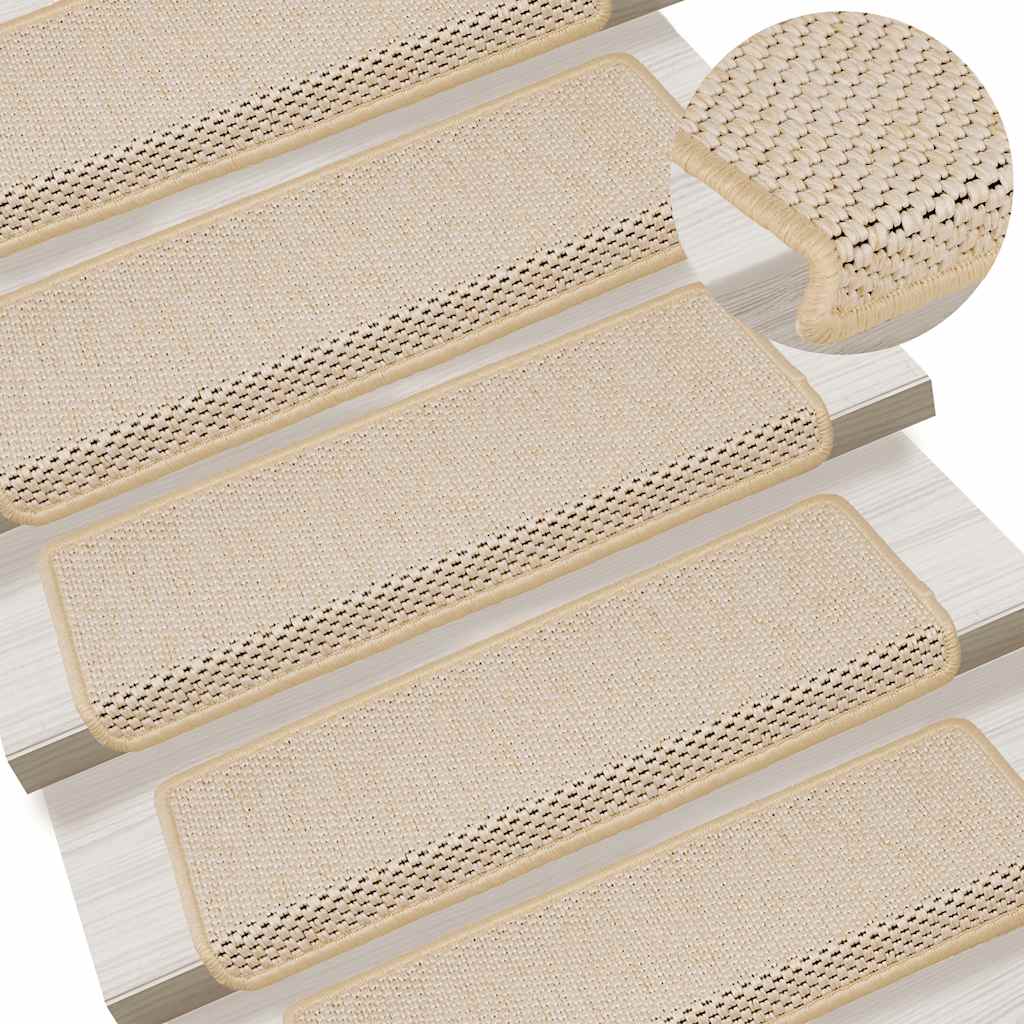 Selvklebende trappematter sisal-utseende 15stk 65x21x4 cm Berber