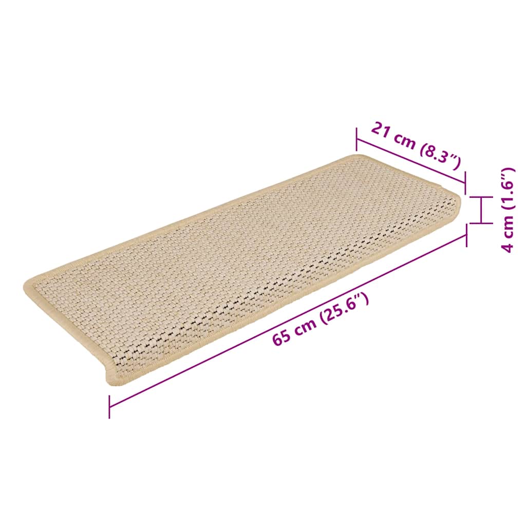 Selvklebende trappematter sisal-utseende 15stk 65x21x4 cm Berber
