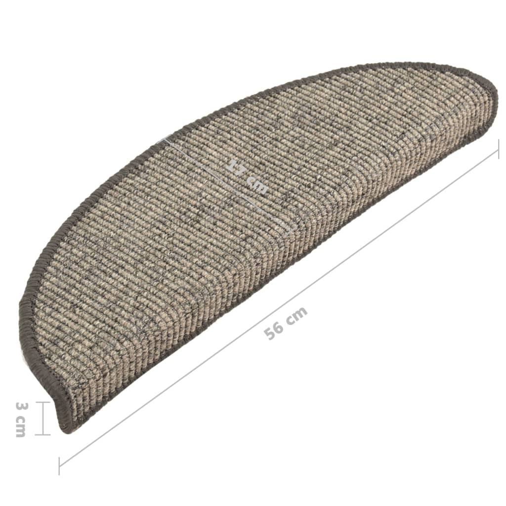 Trappematter 15 stk 56x17x3 cm beige og grå halvrund