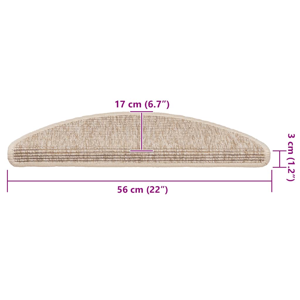 Trappematter 15 stk 56x17x3 cm lys beige halvrund