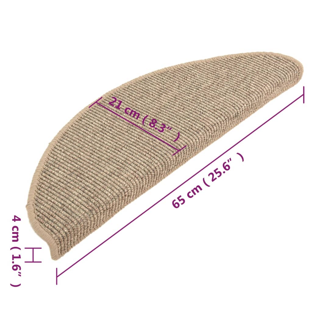 Trappematter 15 stk 65x21x4 cm mørk beige halvrund store