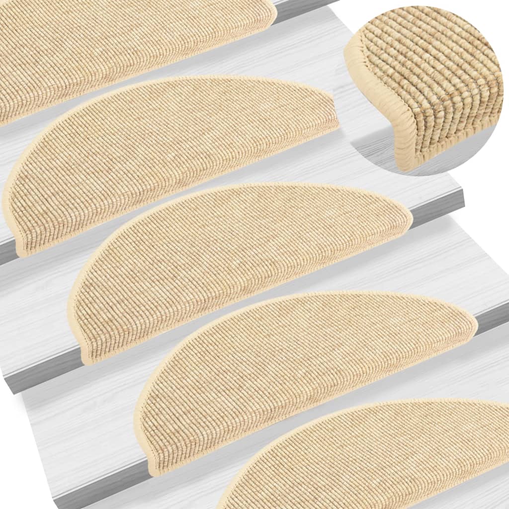 Trappematter 15 stk 65x21x4 cm lys beige halvrund store