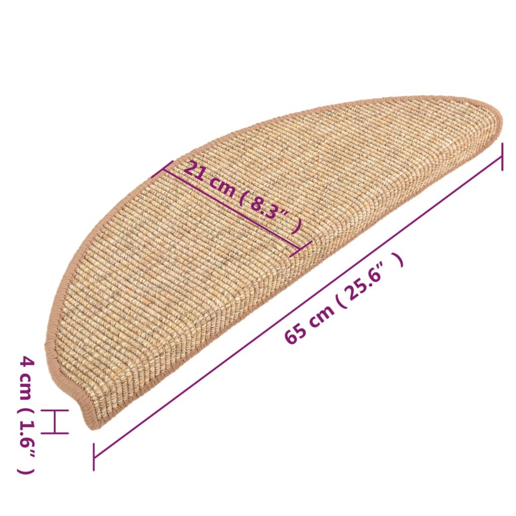 Trappematter 15 stk 65x21x4 cm lysebrune halvrund store
