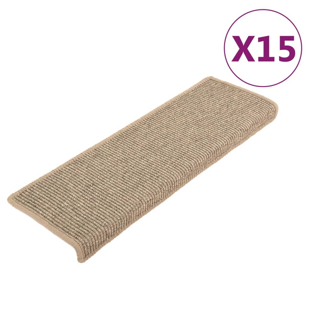 Trappematter 15 stk 65x21x4 cm mørk beige rektangulær kant