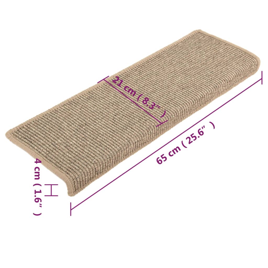 Trappematter 15 stk 65x21x4 cm mørk beige rektangulær kant