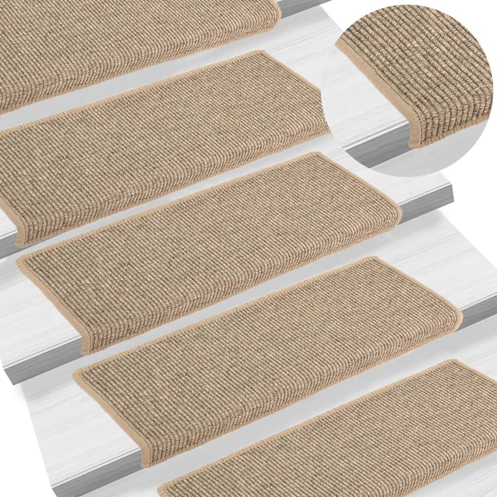 Trappematter 15 stk 65x21x4 cm mørk beige rektangulær kant
