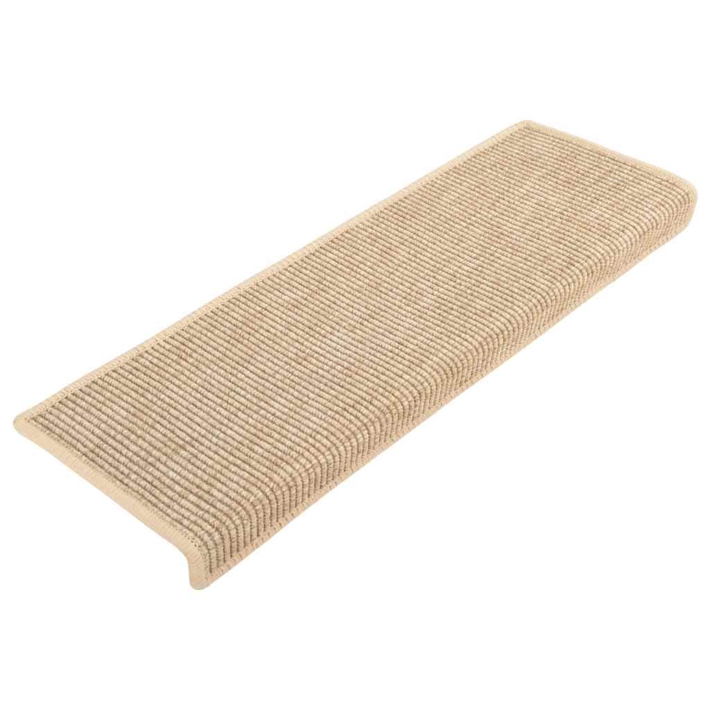 Trappematter 15 stk 65x21x4 cm lys beige rektangulær kant