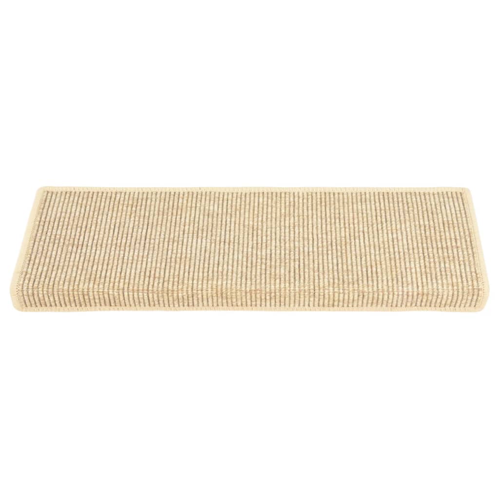 Trappematter 15 stk 65x21x4 cm lys beige rektangulær kant