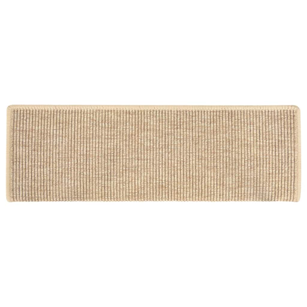 Trappematter 15 stk 65x21x4 cm lys beige rektangulær kant
