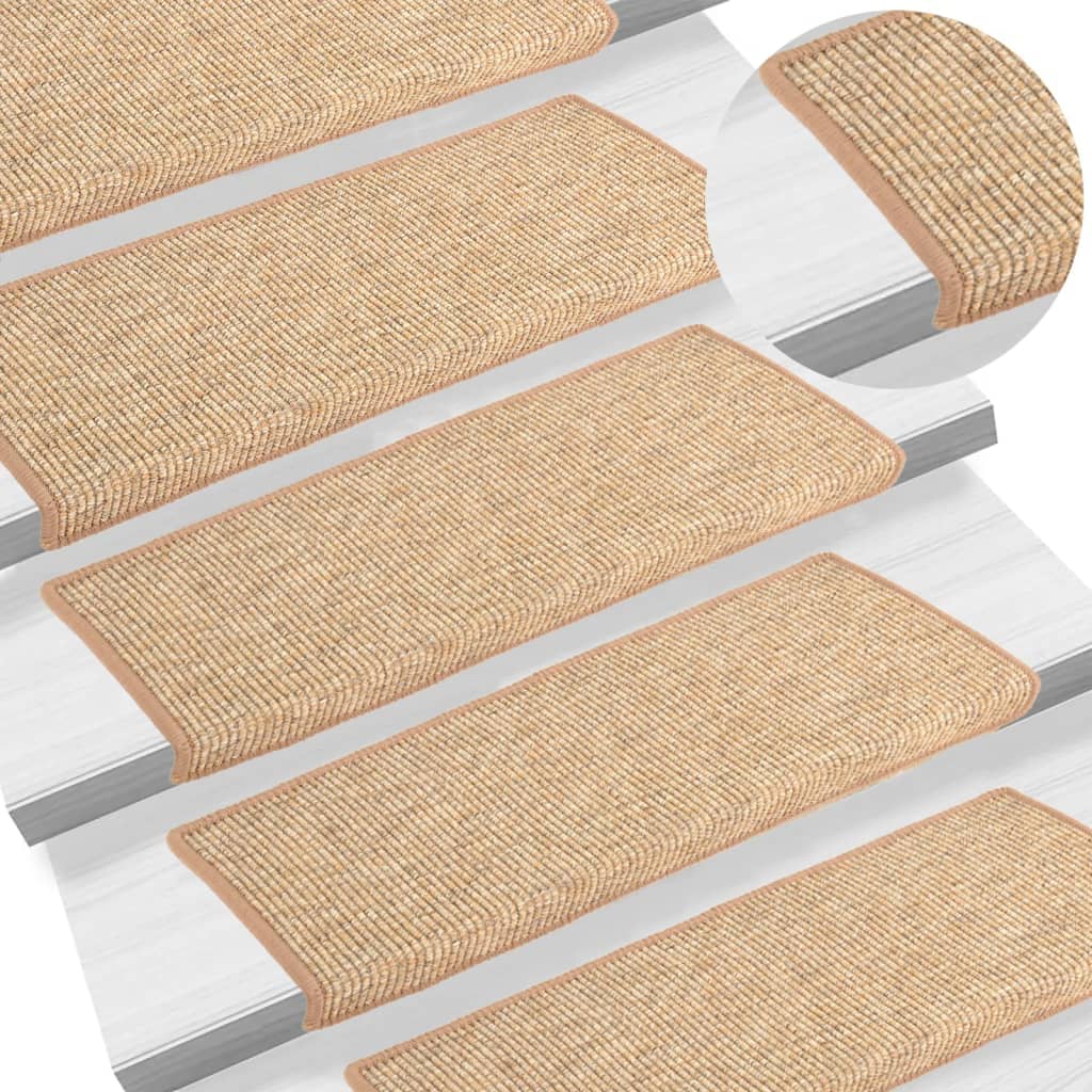Trappematter 15 stk 65x21x4 cm lysebrune rektangulære kanter