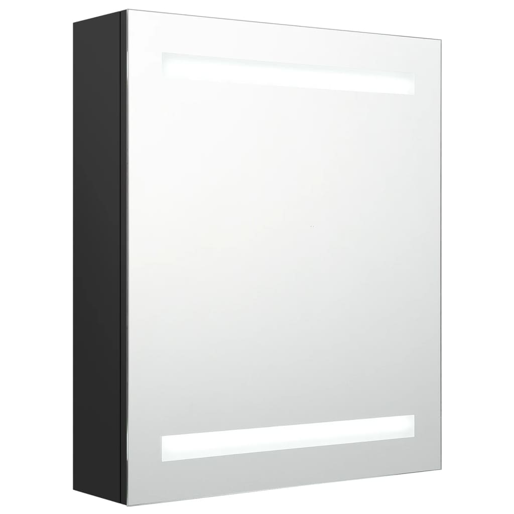 LED-speilskap til bad svart 50x14x60 cm