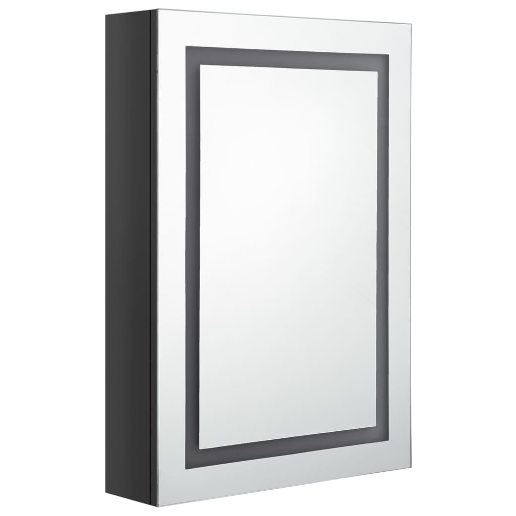 LED-speilskap til bad blank svart 50x13x70 cm