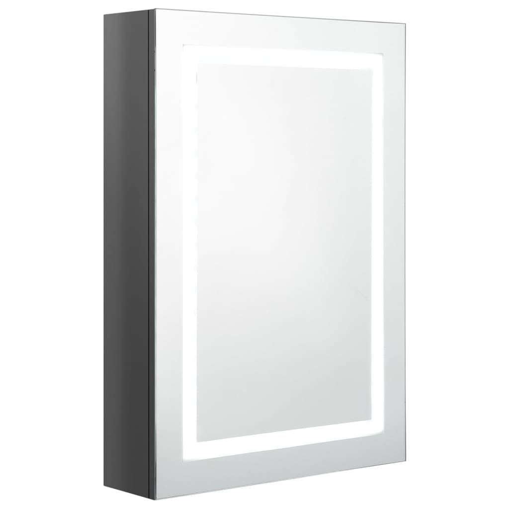 LED-speilskap til bad blank grå 50x13x70 cm