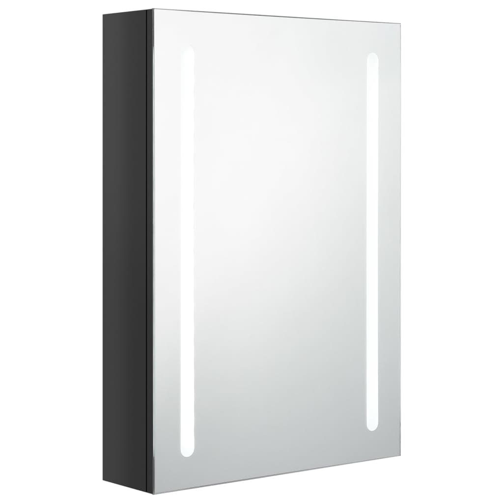 LED-speilskap til bad blank svart 50x13x70 cm