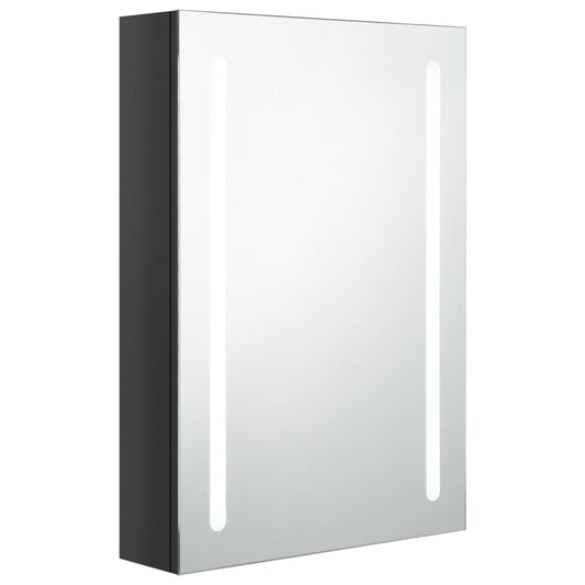 LED-speilskap til bad blank svart 50x13x70 cm