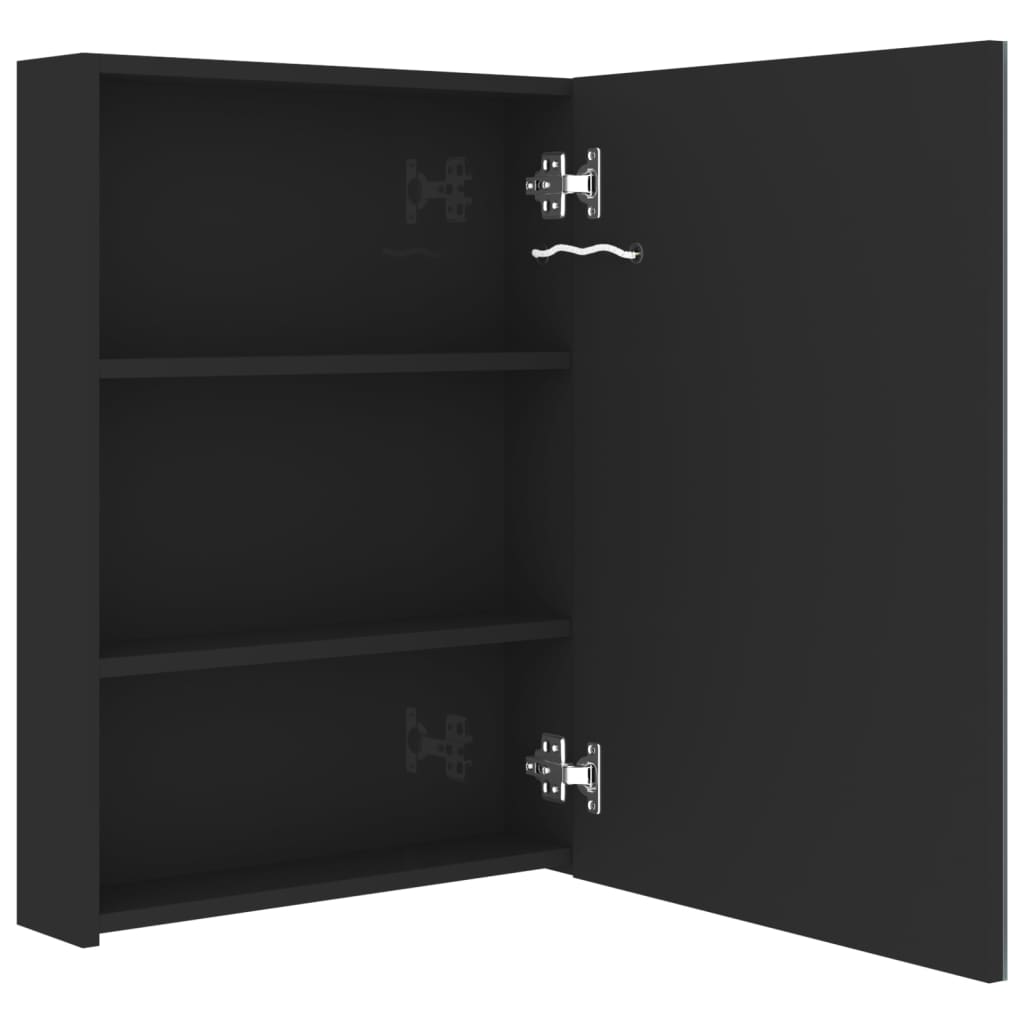 LED-speilskap til bad blank svart 50x13x70 cm