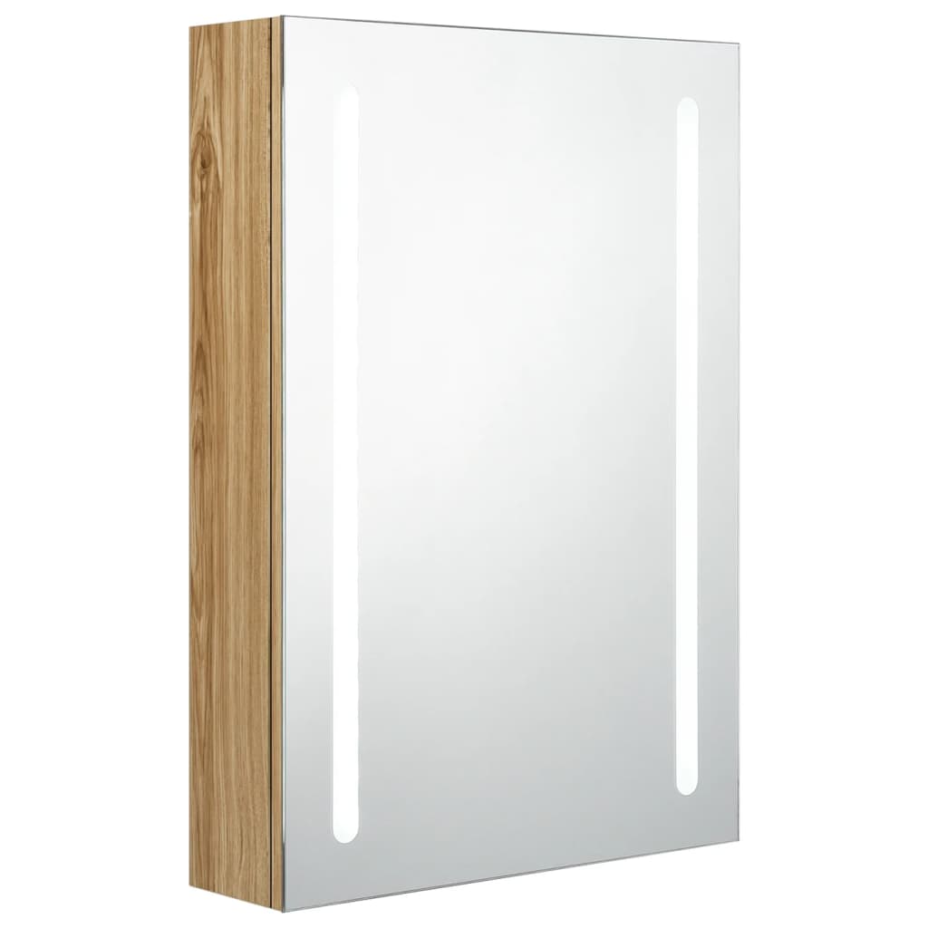 LED-speilskap til bad eik 50x13x70 cm
