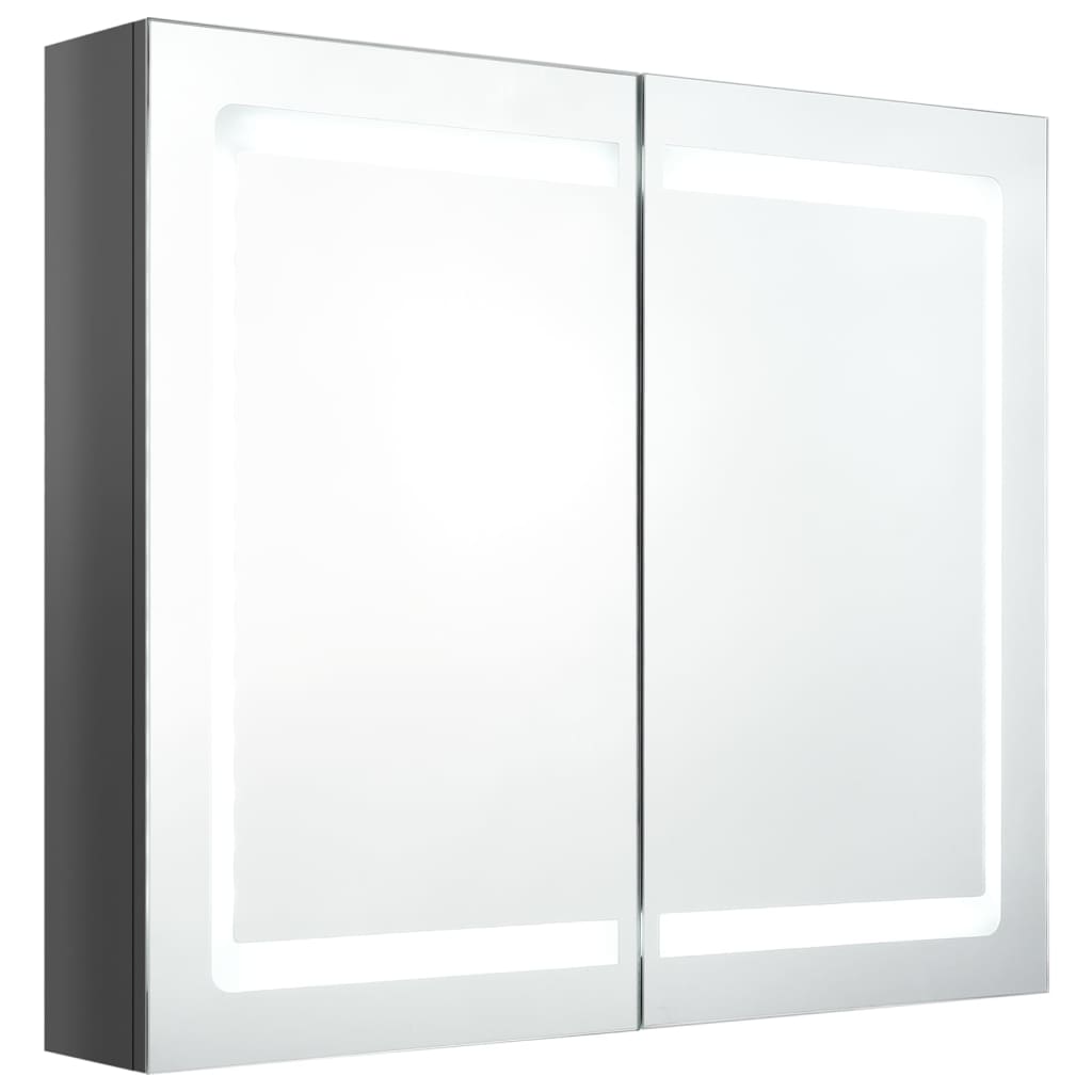 LED-speilskap til bad blank grå 80x12x68 cm