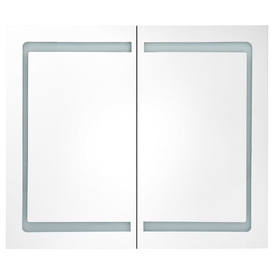LED-speilskap til bad blank hvit 80x12x68 cm