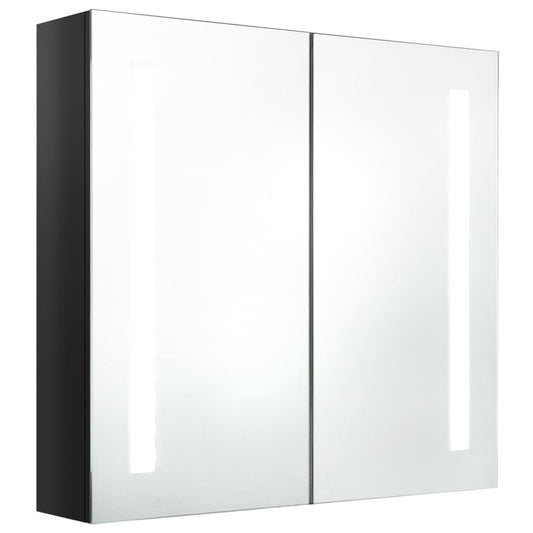 LED-speilskap til bad blank svart 62x14x60 cm