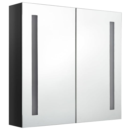 LED-speilskap til bad blank svart 62x14x60 cm
