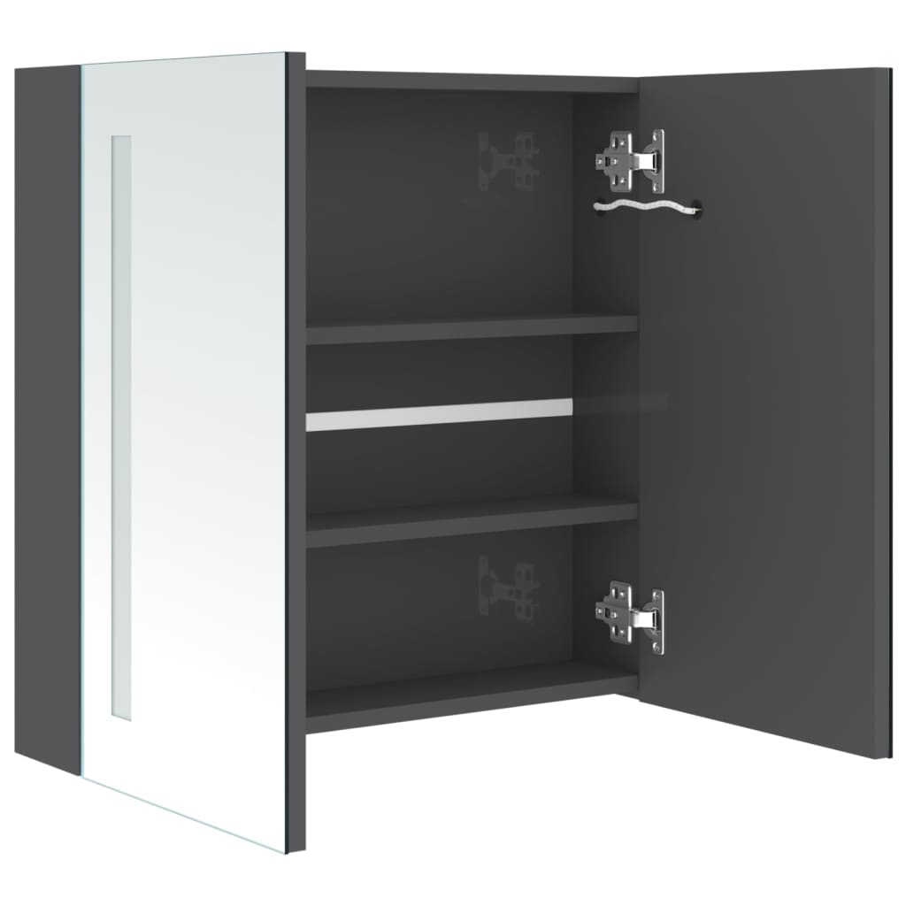 LED-speilskap til bad blank grå 62x14x60 cm