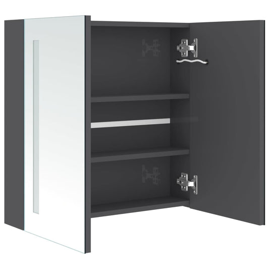 LED-speilskap til bad blank grå 62x14x60 cm