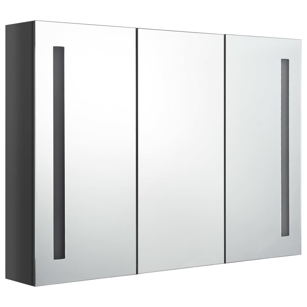 LED-speilskap til bad 89x14x62 cm skinnende grå
