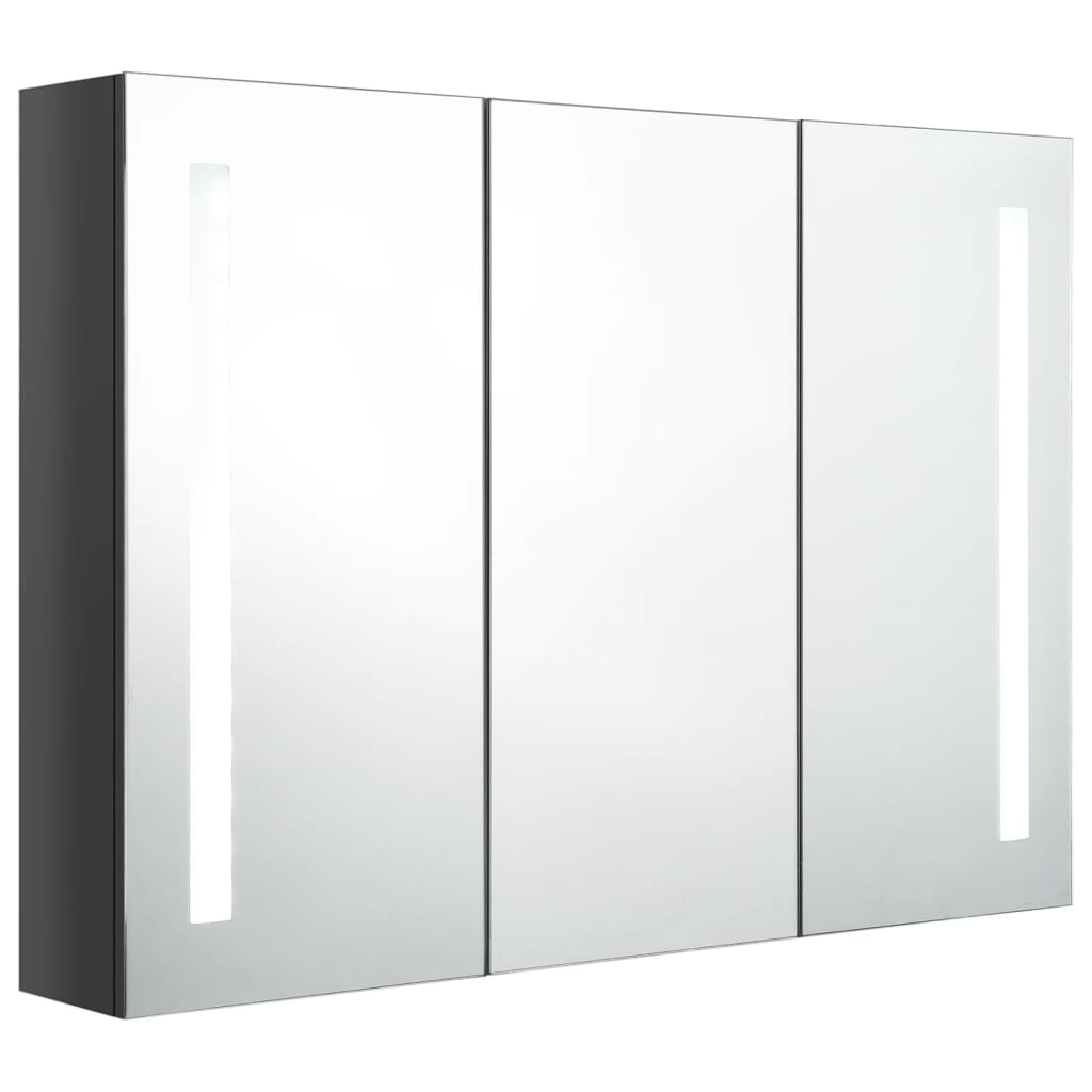 LED-speilskap til bad 89x14x62 cm skinnende grå