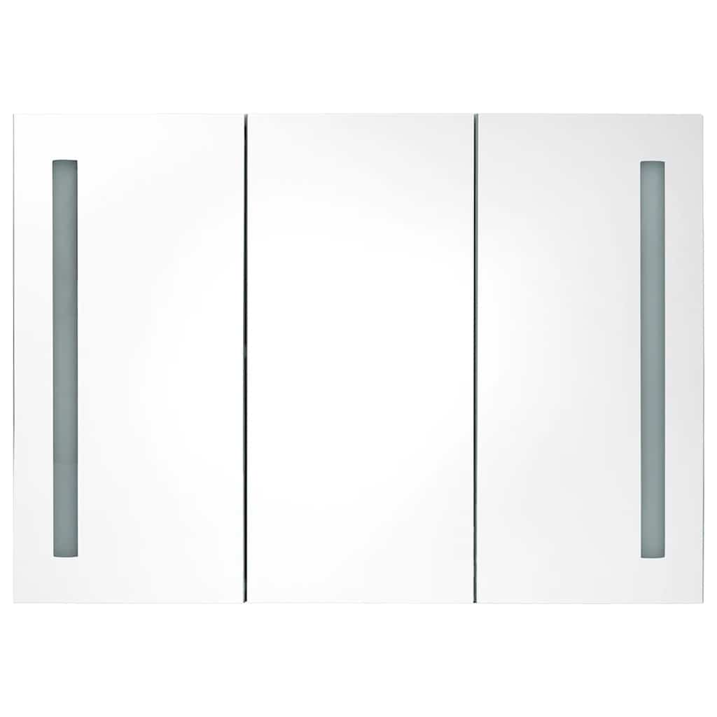 LED-speilskap til bad 89x14x62 cm skinnende hvit